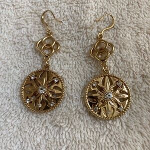 Lovely gold dangle earrings with crystal accents. Excellent condition.